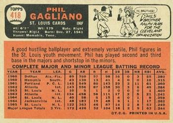 1966 Topps #418 Phil Gagliano Back