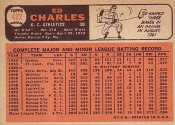 1966 Topps #422 Ed Charles Back