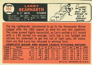 1966 Topps #464 Larry Bearnarth Back