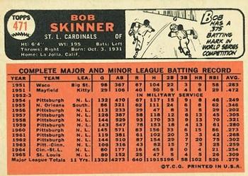 1966 Topps #471 Bob Skinner Back