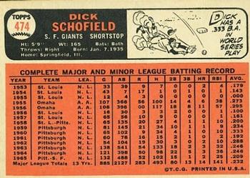1966 Topps #474 Dick Schofield Back
