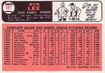1966 Topps #481 Bob Lee Back