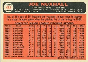 1966 Topps #483 Joe Nuxhall Back
