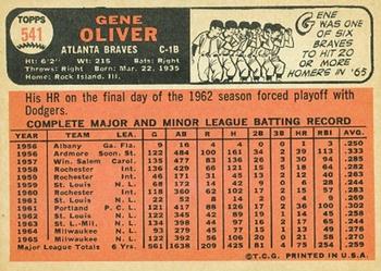 1966 Topps #541 Gene Oliver Back
