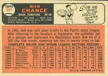 1966 Topps #564 Bob Chance Back