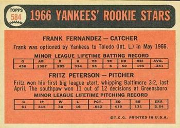 1966 Topps #584 Yankees 1966 Rookie Stars (Frank Fernandez / Fritz Peterson) Back