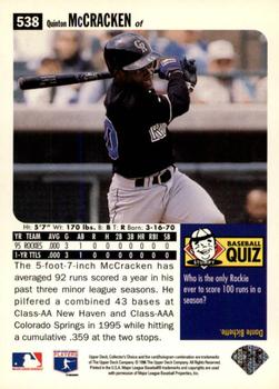 1996 Collector's Choice - Gold Signature #538 Quinton McCracken Back