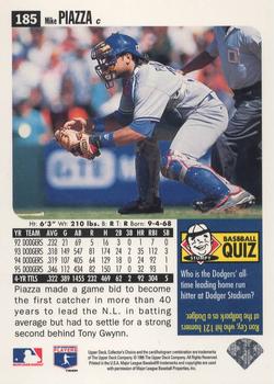1996 Collector's Choice - Silver Signature #185 Mike Piazza Back