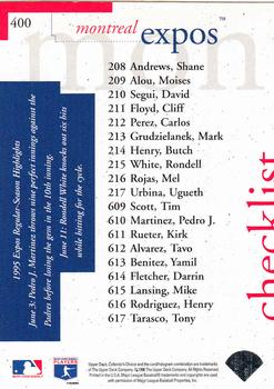 1996 Collector's Choice - Silver Signature #400 Expos Checklist Back