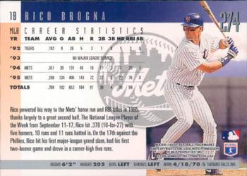 1996 Donruss #274 Rico Brogna Back