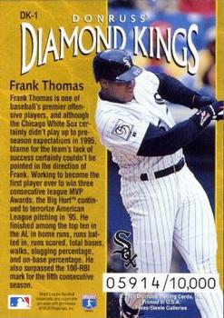 1996 Donruss - Diamond Kings #DK-1 Frank Thomas Back