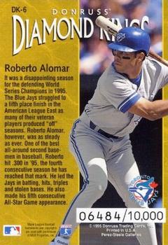 1996 Donruss - Diamond Kings #DK-6 Roberto Alomar Back