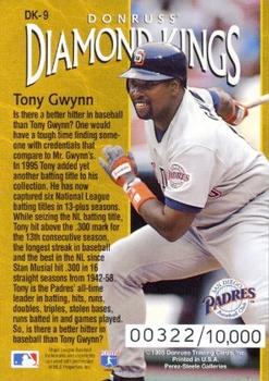 1996 Donruss - Diamond Kings #DK-9 Tony Gwynn Back