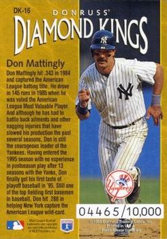 1996 Donruss - Diamond Kings #DK-16 Don Mattingly Back