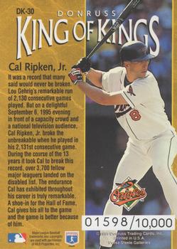 1996 Donruss - Diamond Kings #DK-30 Cal Ripken, Jr. Back