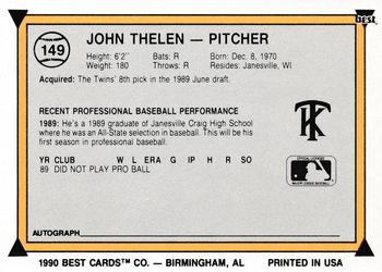 1990 Best #149 John Thelen Back