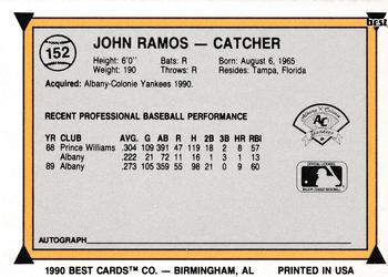 1990 Best #152 John Ramos Back