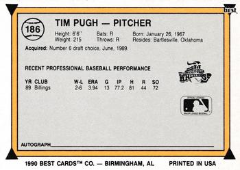 1990 Best #186 Tim Pugh Back