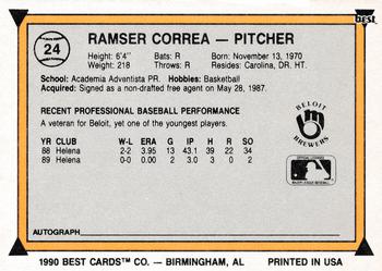 1990 Best #24 Ramser Correa Back