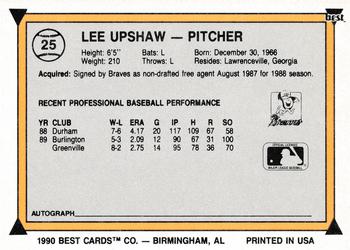 1990 Best #25 Lee Upshaw Back
