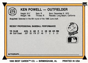 1990 Best #275 Ken Powell Back