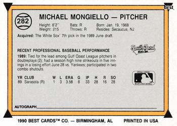 1990 Best #282 Mike Mongiello Back