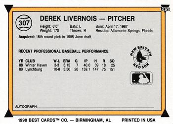 1990 Best #307 Derek Livernois Back