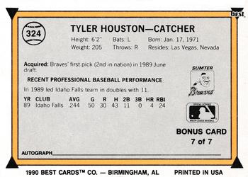 1990 Best #324 Tyler Houston Back