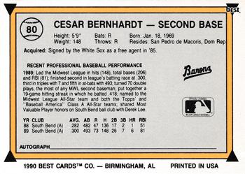 1990 Best #80 Cesar Bernhardt Back