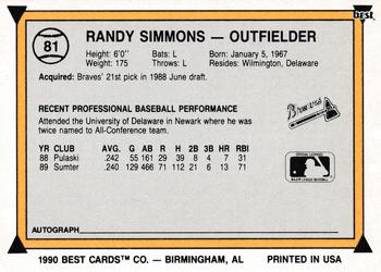 1990 Best #81 Randy Simmons Back