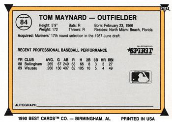 1990 Best #84 Tom Maynard Back