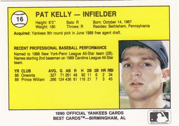1990 Best Albany-Colonie Yankees #16 Pat Kelly  Back