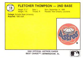 1990 Best Auburn Astros #18 Fletcher Thompson  Back
