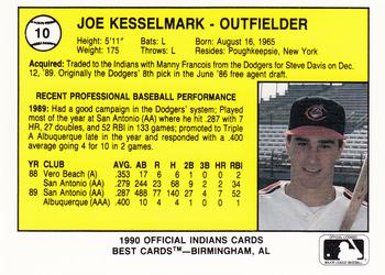 1990 Best Canton-Akron Indians #10 Joe Kesselmark  Back