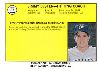 1990 Best Charleston Rainbows #27 Jimmy Lester Back