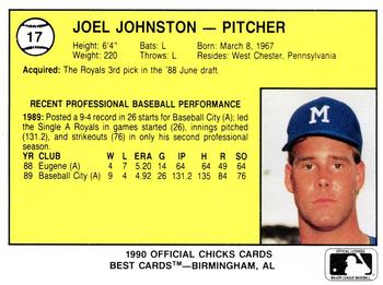 1990 Best Memphis Chicks #17 Joel Johnston  Back