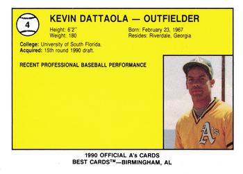 1990 Best Southern Oregon Athletics #4 Kevin Dattola Back