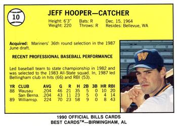 1990 Best Williamsport Bills #10 Jeff Hooper  Back