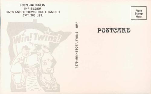 1979 Minnesota Twins Postcards #NNO Ron Jackson Back