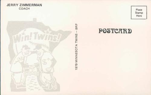 1979 Minnesota Twins Postcards #NNO Jerry Zimmerman Back