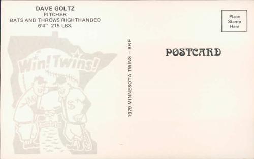 1979 Minnesota Twins Postcards #NNO Dave Goltz Back