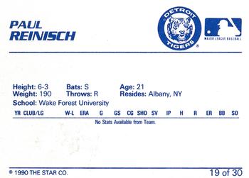 1990 Star Bristol Tigers #19 Paul Reinisch Back