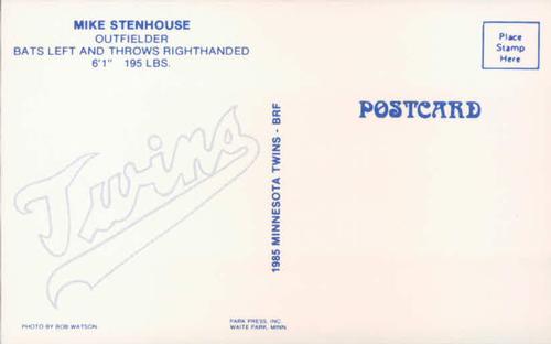 1985 Minnesota Twins Postcards #NNO Mike Stenhouse Back