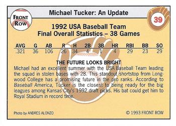 1992 Front Row Draft Picks #39 Michael Tucker Back