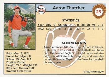 1992 Front Row Draft Picks #25 Aaron Thatcher Back