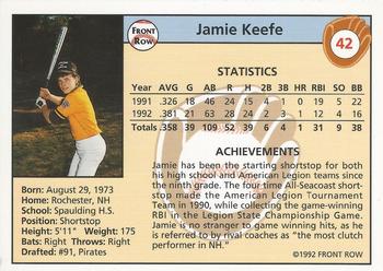 1992 Front Row Draft Picks #42 Jamie Keefe Back