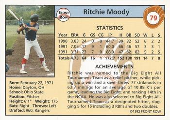 1992 Front Row Draft Picks #79 Ritchie Moody Back