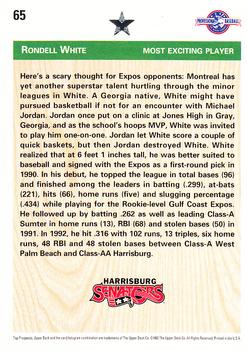 1992 Upper Deck Minor League #65 Rondell White Back