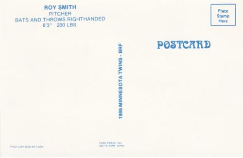 1986 Minnesota Twins Postcards #NNO Roy Smith Back