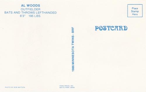1986 Minnesota Twins Postcards #NNO Alvis Woods Back